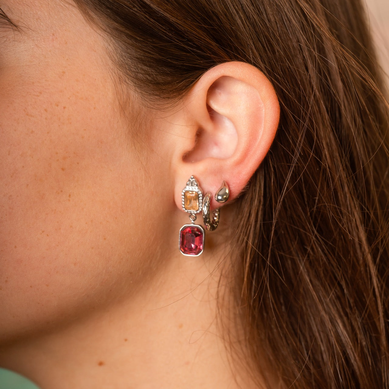 Hammered Rounded Huggie Hoop Earrings