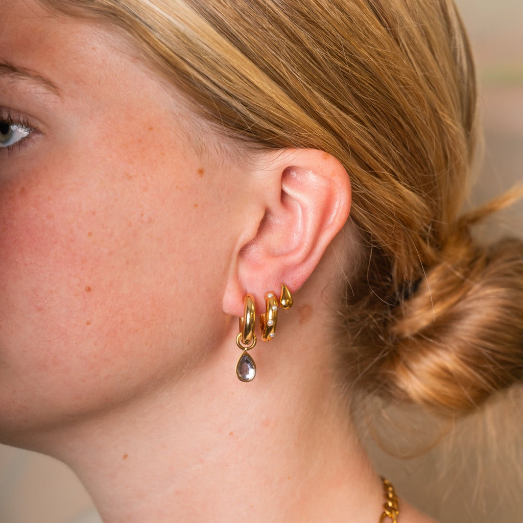 Lilac Drop Huggie Hoop Charms