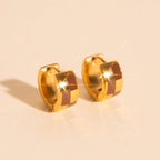 Checkered Rounded Super Chunky Huggie Hoop Earrings