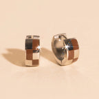 Checkered Rounded Super Chunky Huggie Hoop Earrings