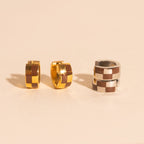 Checkered Rounded Super Chunky Huggie Hoop Earrings