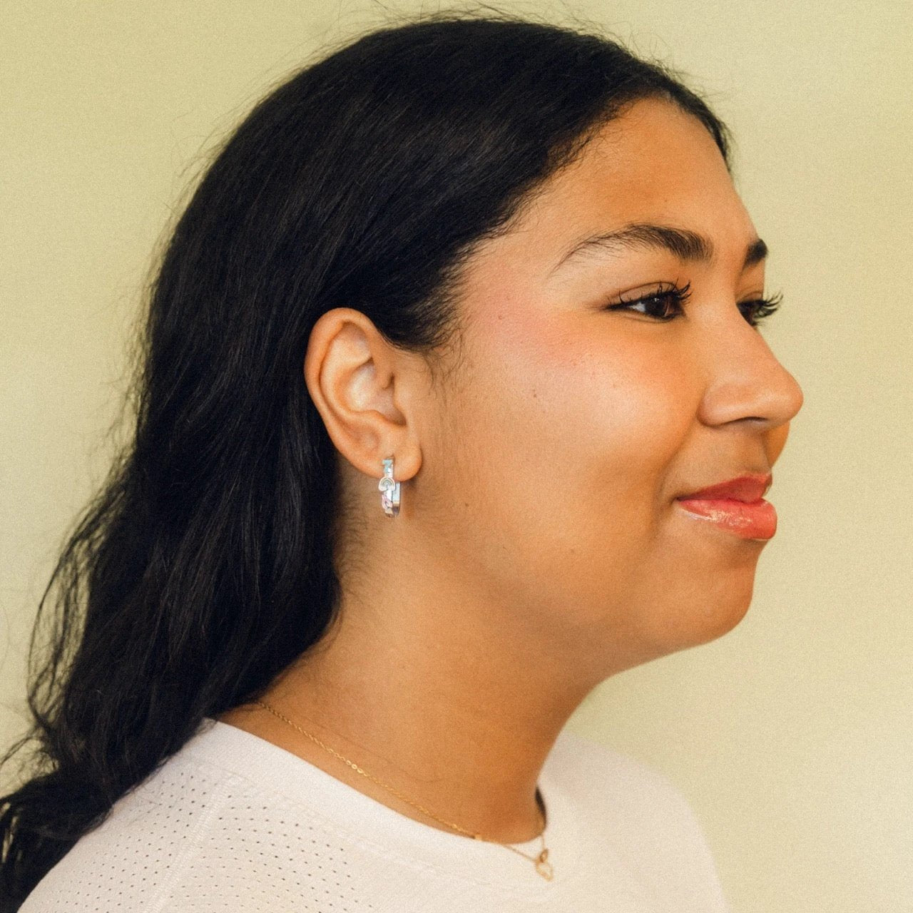 Lucky Oblong 3D Huggie Hoop Earrings by Oh Clementine