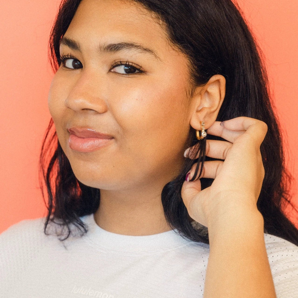 Celestial Oblong 3D Huggie Hoop Earrings by Oh Clementine