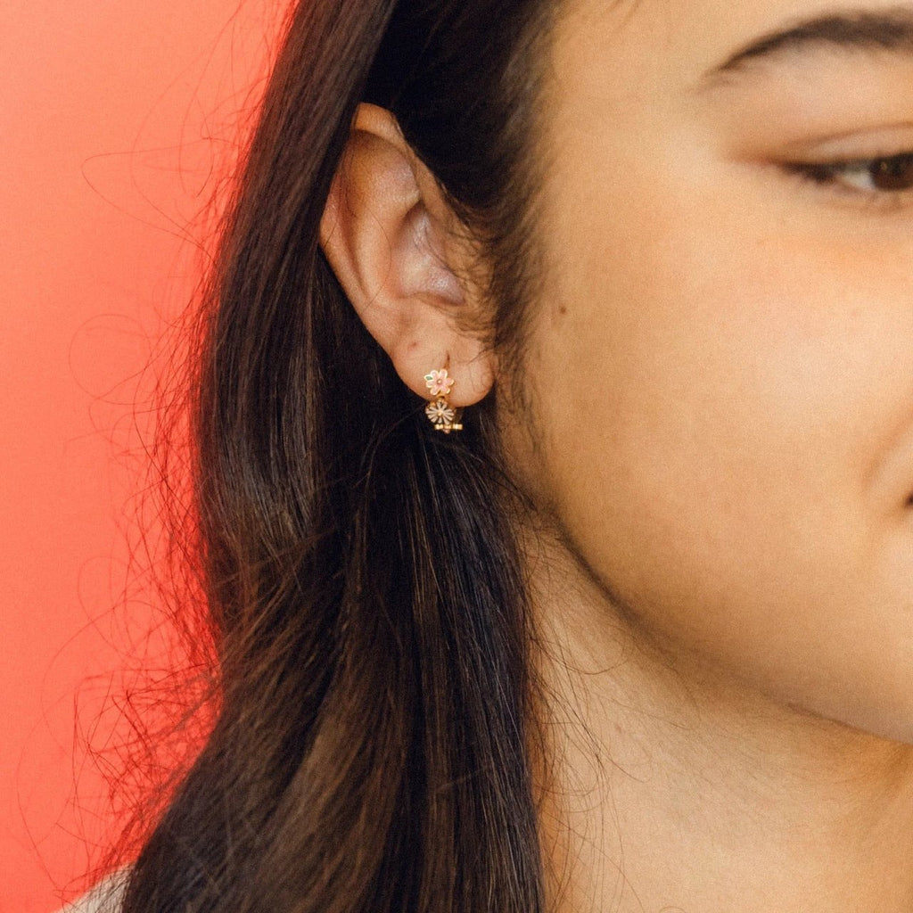 Bloom Trio 3D Huggie Hoop Earrings by Oh Clementine