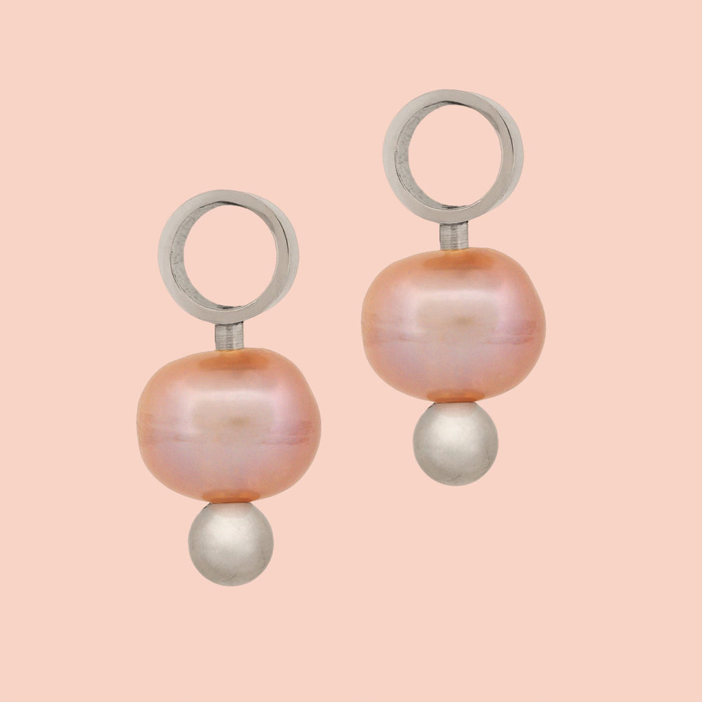 Natural Pearl Huggie Hoop Charms