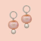 Natural Pearl Huggie Hoop Charms by Oh Clementine