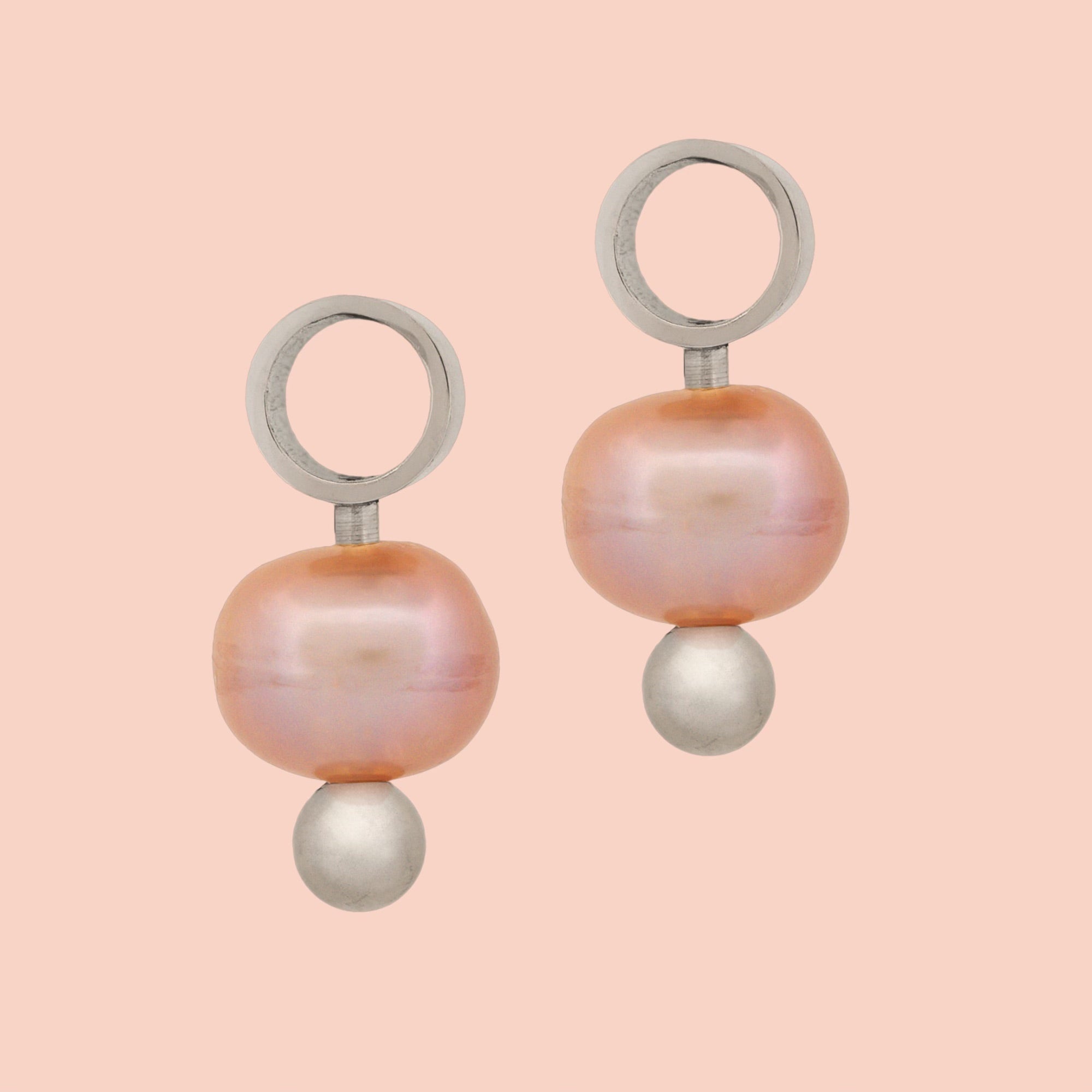 Natural Pearl Huggie Hoop Charms