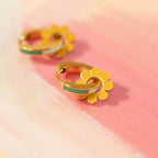 Yellow Flower Huggie Hoop Charms by Oh Clementine