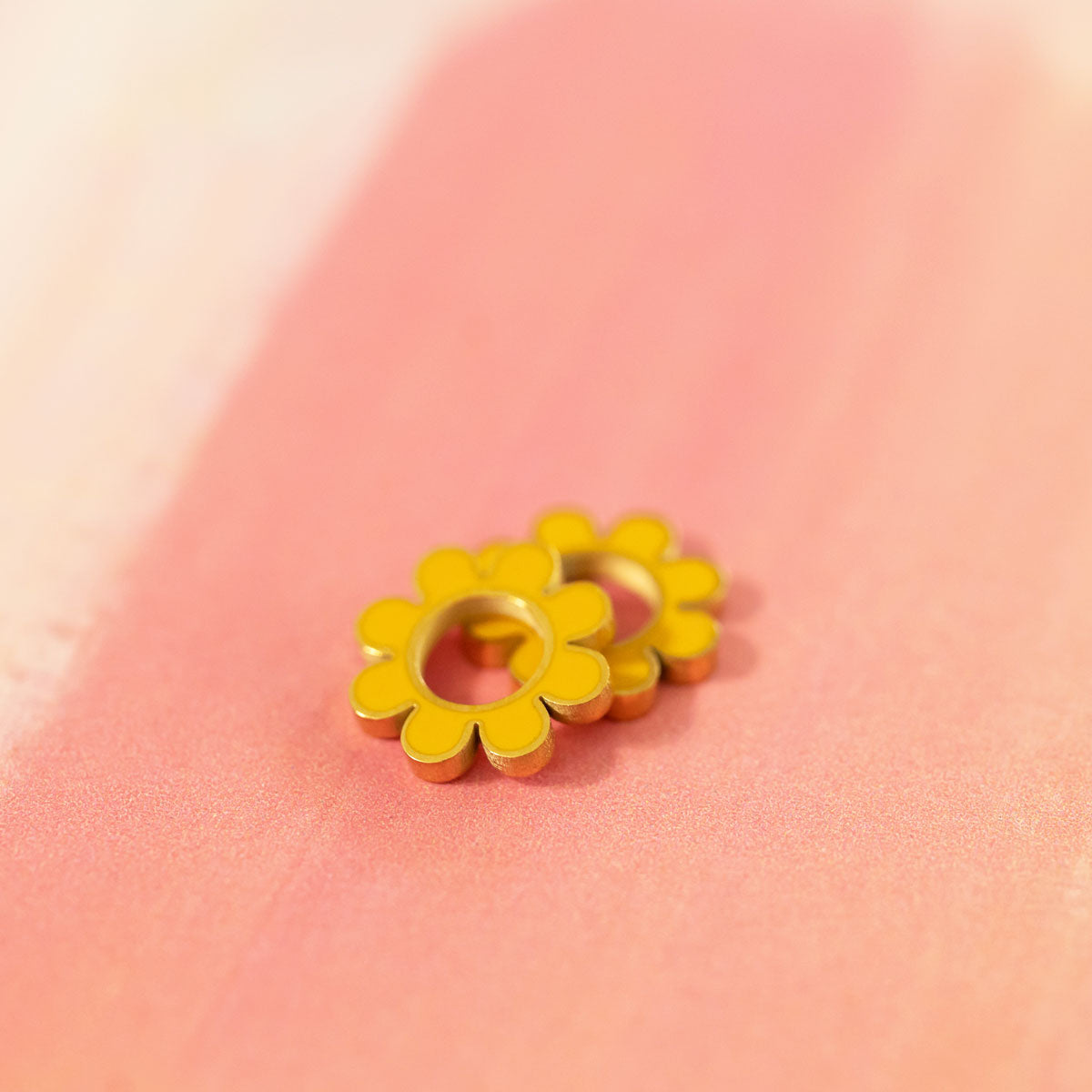 Yellow Flower Huggie Hoop Charms