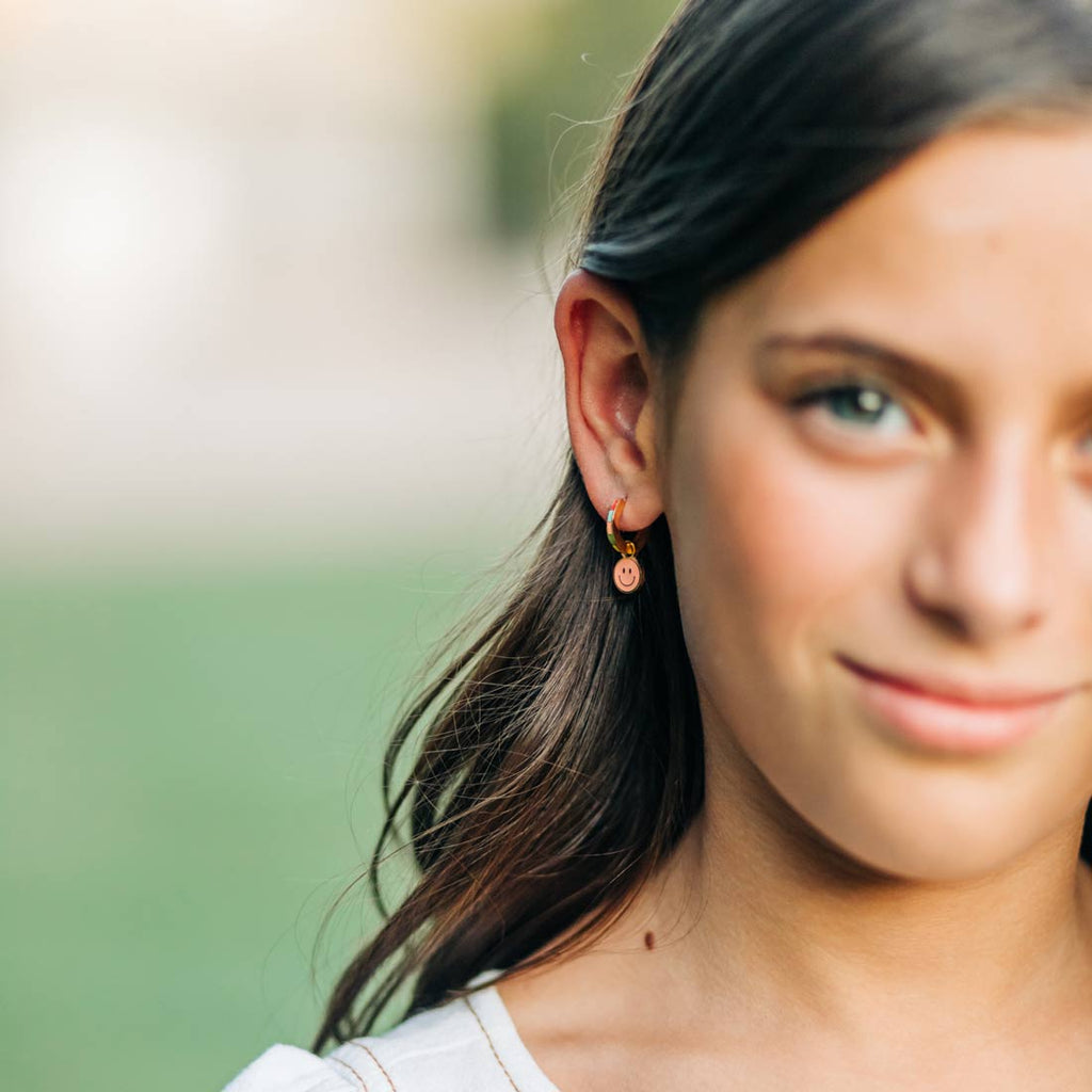 Smiley Huggie Hoop Charms