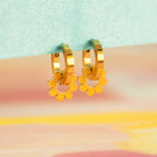 Yellow Flower Huggie Hoop Charms by Oh Clementine
