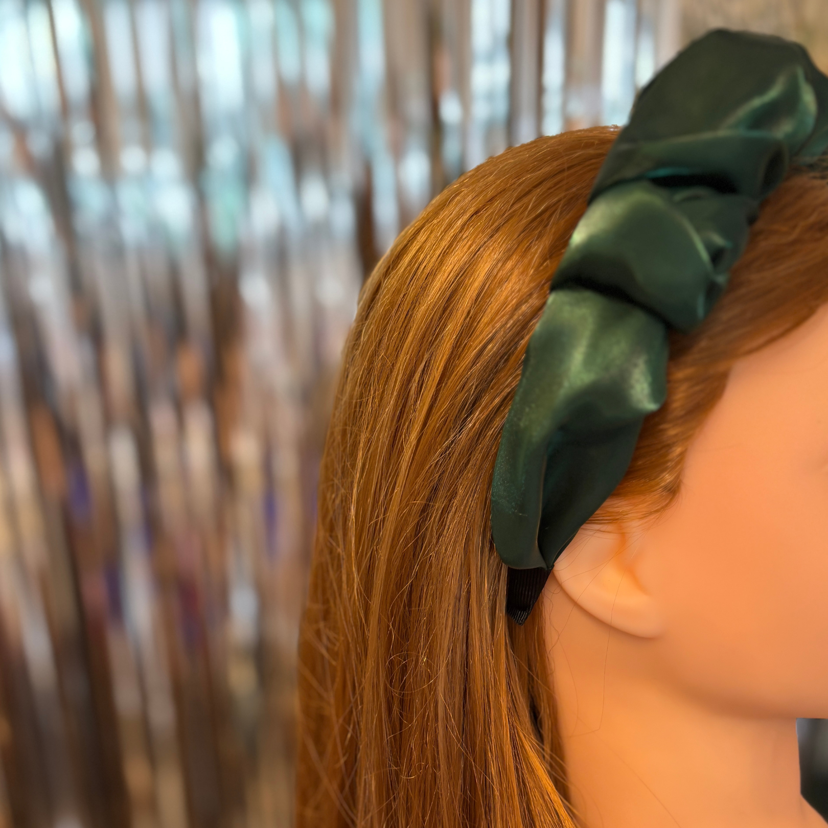 Olive Chiffon Headband | Poly Satin Green Headpiece Hair Accessory | 6.25''