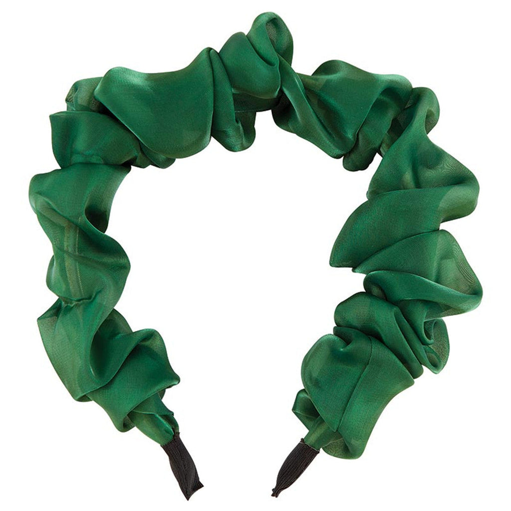 Olive Chiffon Headband | Poly Satin Green Headpiece Hair Accessory | 6.25''