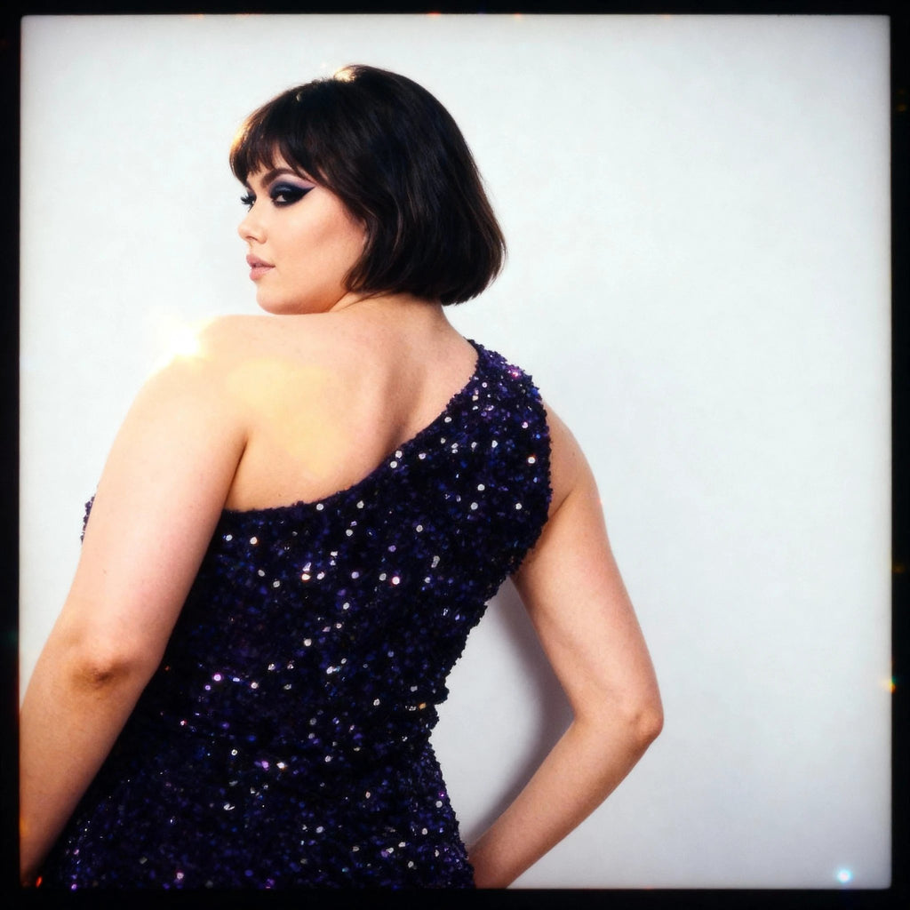 One Shoulder Sequined Party Mini Dress in Purple [Sizes SM-L] by The Bullish Store