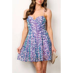 Open Back Sequins Fit & Flare Mini Dress in Lavender [Sizes XS-M] by The Bullish Store