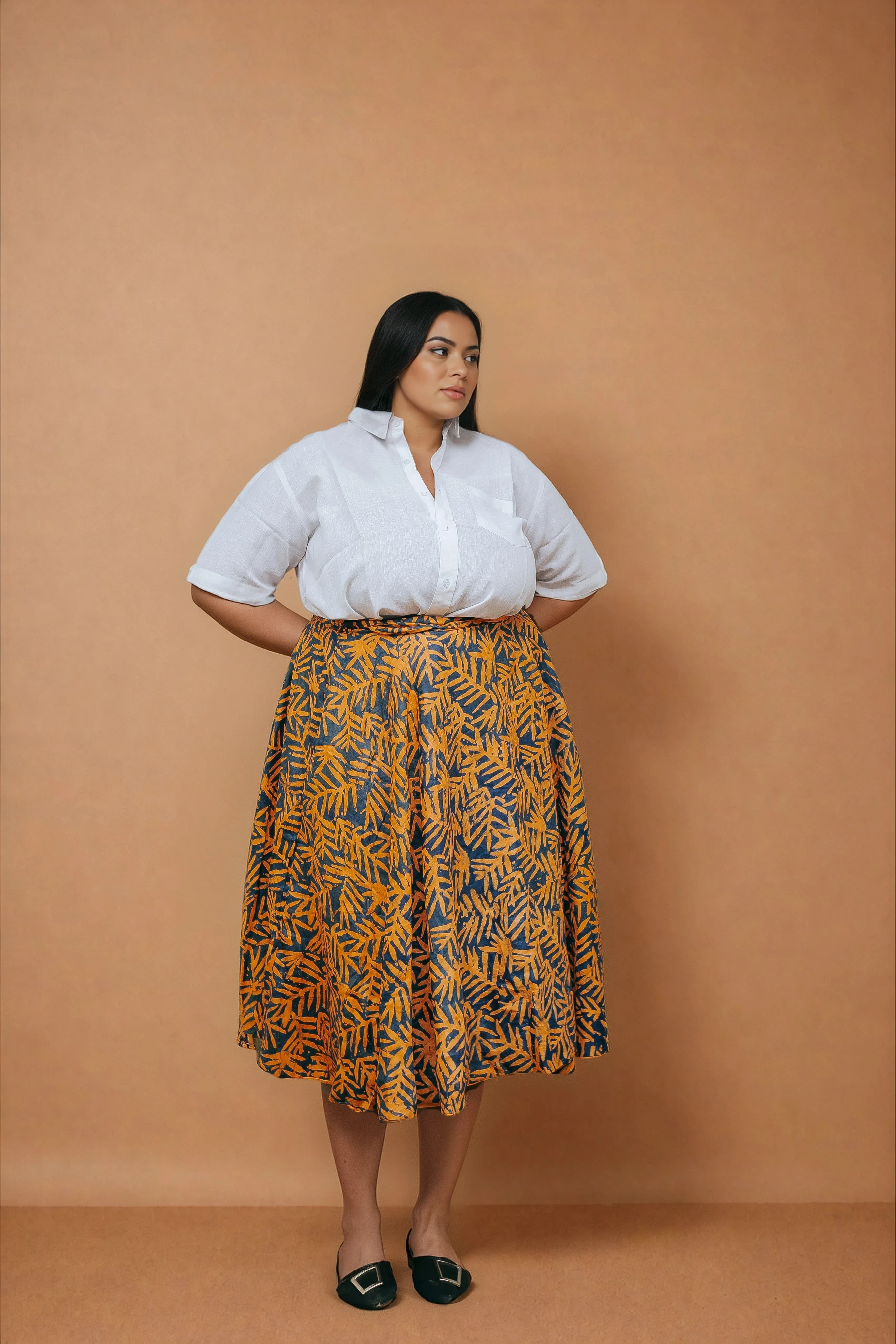 Orange Palm Reversible Wrap Skirt