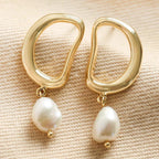 Organic Circle Pearl Drop Earrings in Gold | Designed in the UK | Gold Plated Brass by The Bullish Store