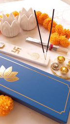 Marble Agarbatti Stand with Ganesha Platter