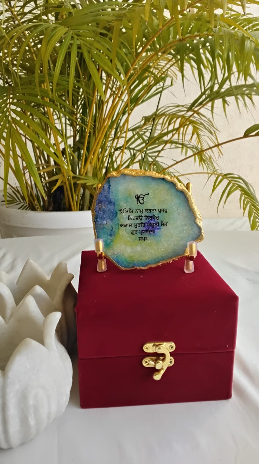 Ek Onkar Mantra on Agate - Luxury Gift