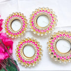 Minakari Metal Diyas/ T-Light Holder - Return Gift for Any Indian Celebration - Set of 2