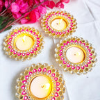 Minakari Metal Diyas/ T-Light Holder - Return Gift for Any Indian Celebration - Set of 2