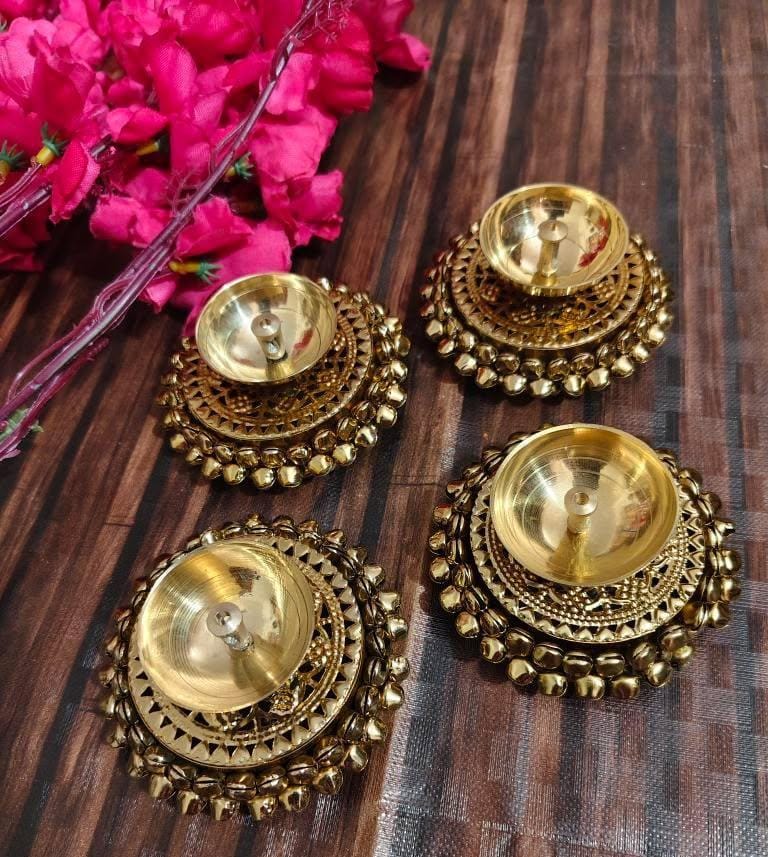 Brass Akhand Diya's with Ghungroo Base