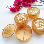 Round Golden Metal Ganesha Gift Boxes -  Perfect To Pack Small Gifts Like Diya, Jewelry