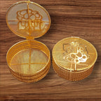 Round Golden Metal Ganesha Gift Boxes -  Perfect To Pack Small Gifts Like Diya, Jewelry