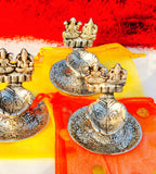 Antique Finish German Silver Laxmi Ganesh Diya