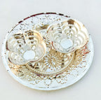 German Silver Nakkashi Kumkum Plate