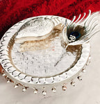 German Silver Ghungru Aarti Thali Set with Om Tika Stick