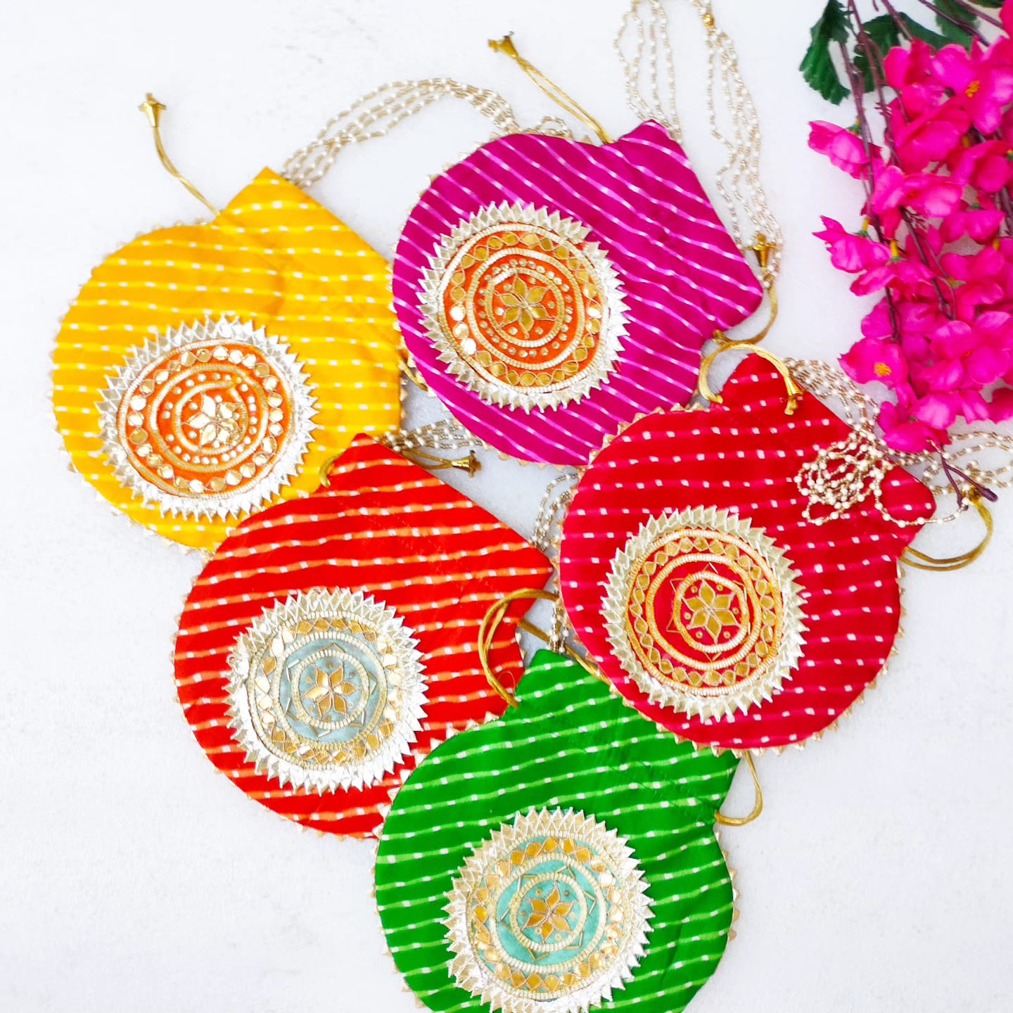 Lehariya with Gota Patti work Potli Bag