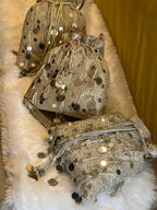 Metallic Mirror Tassels Potli (Drawstring) Bags