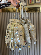 Metallic Mirror Tassels Potli (Drawstring) Bags