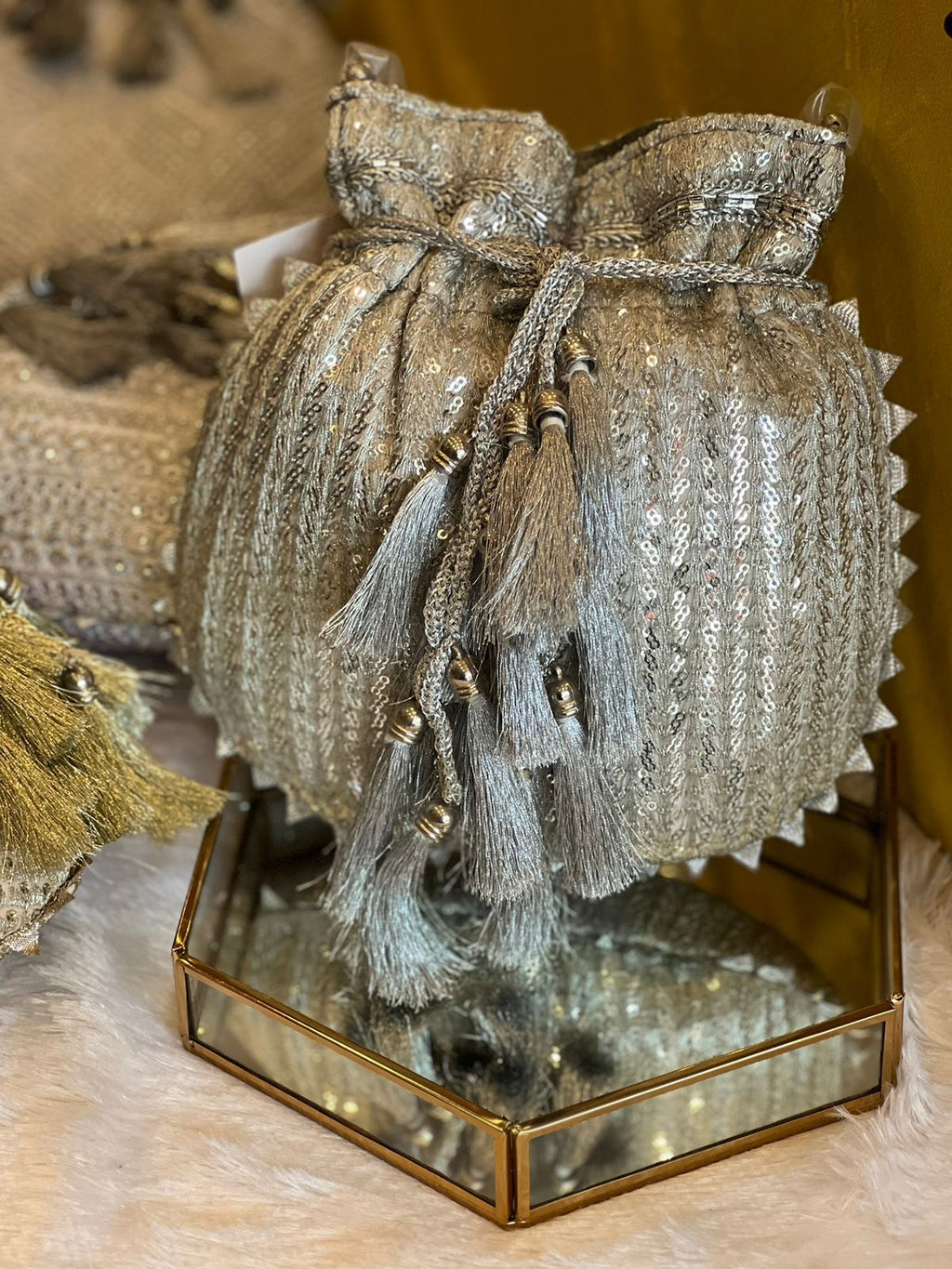 Heavy Sequin Potli Bag with Thread Embroidery