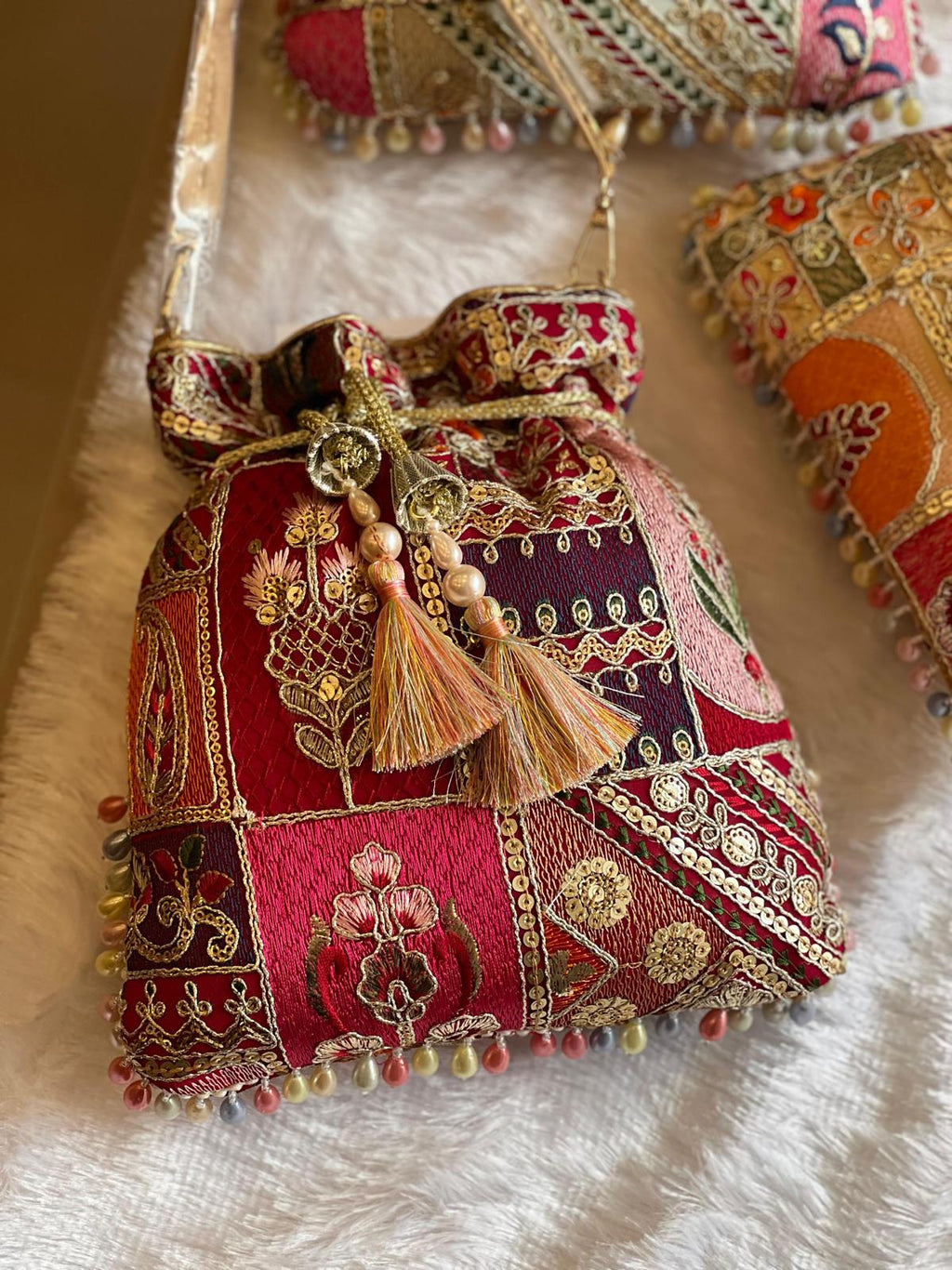 Multicolor Patchwork Embroidered Potli Bag