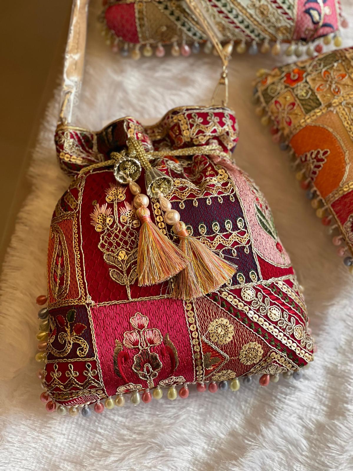 Multicolor Patchwork Embroidered Potli Bag