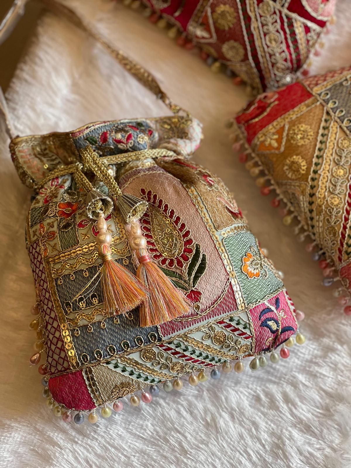 Multicolor Patchwork Embroidered Potli Bag