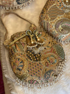 Multicolor Thread-work Embroidered Silk Potli Bag