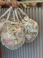 Multicolor Thread-work Embroidered Silk Potli Bag