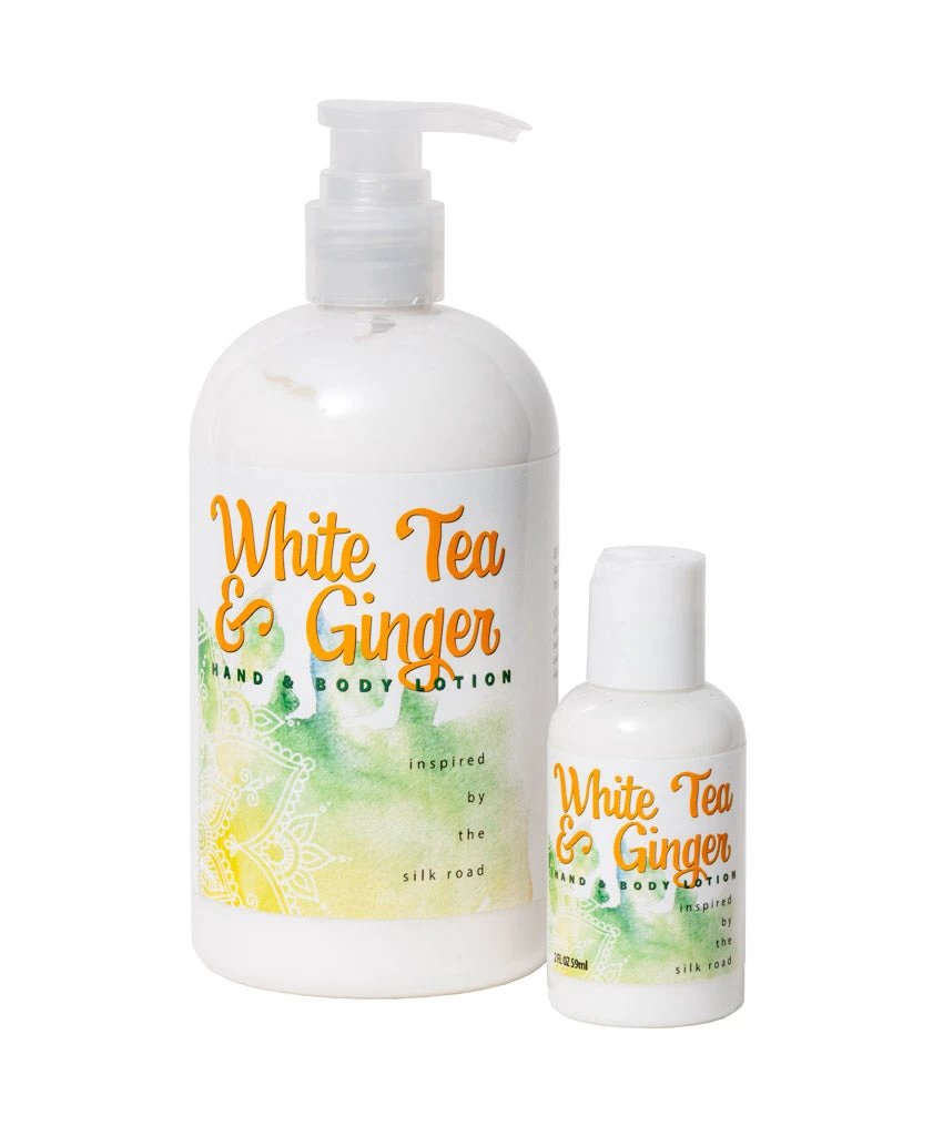 WHITE TEA & GINGER HAND & BODY LOTION 16 oz or 2 oz by Essential Journeys