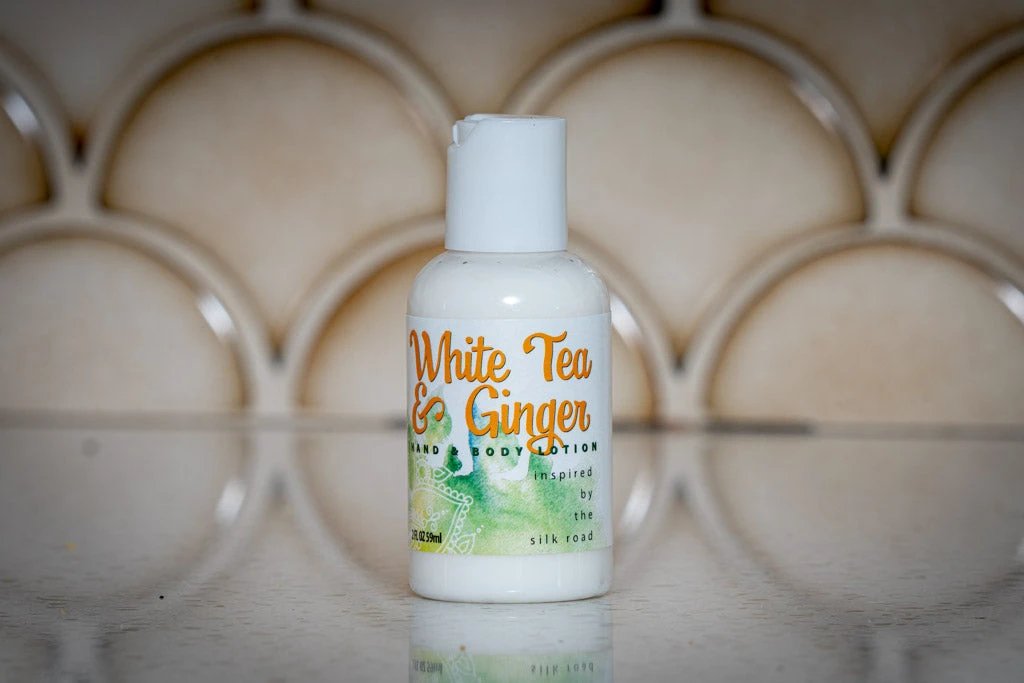 WHITE TEA & GINGER HAND & BODY LOTION 16 oz or 2 oz by Essential Journeys