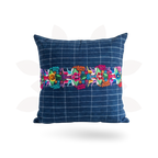 Up-cycled Denim Striped Boho Blue Pillow Cover - Guatemala