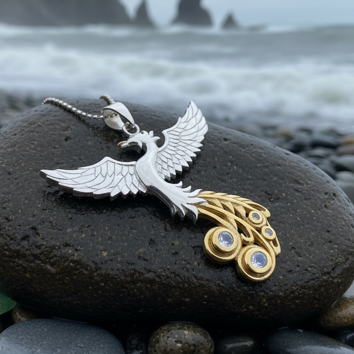 Phoenix Gemstone Necklace in Sterling Silver