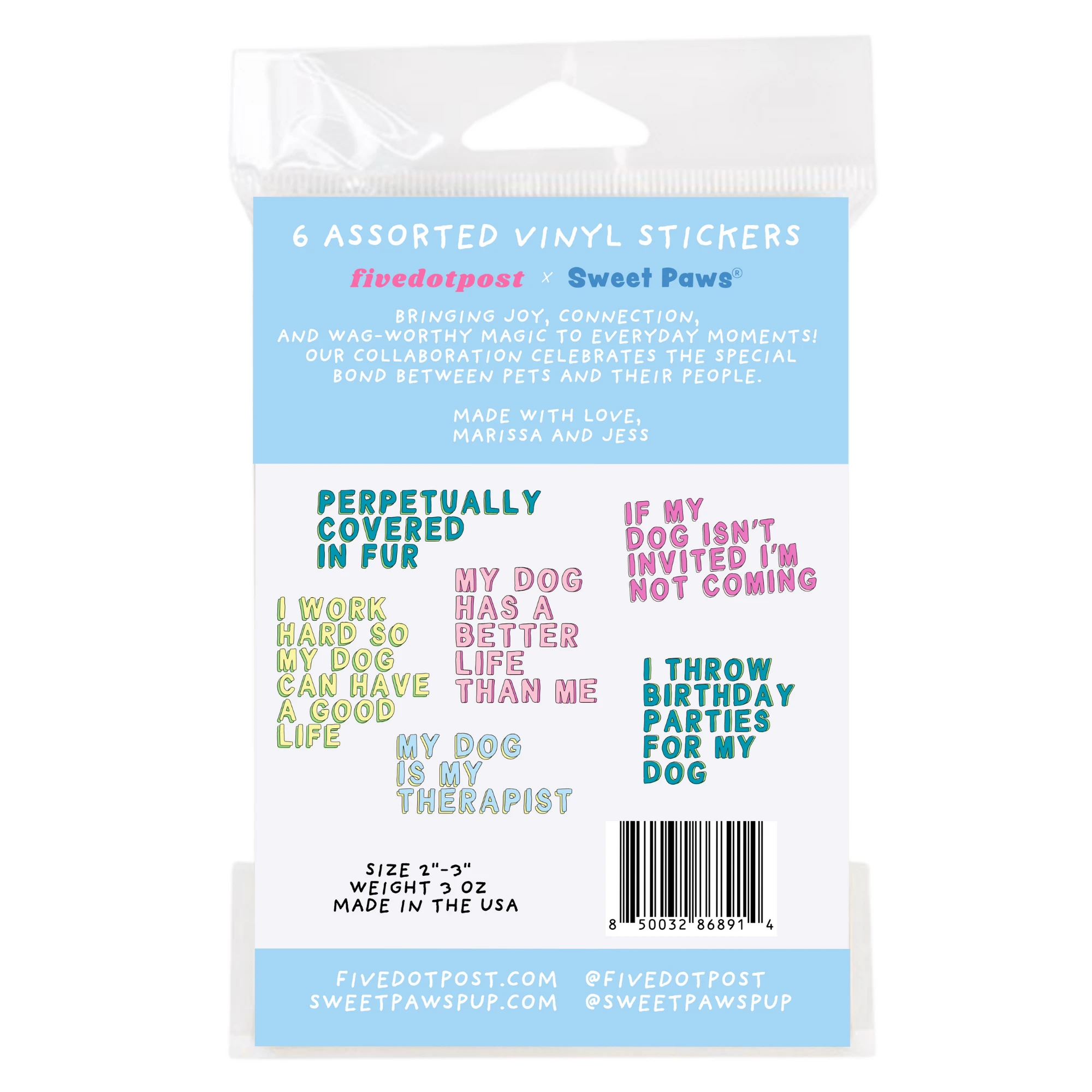 Dog Parent Sticker Pack – 6 Vinyl Stickers for Pet Owners by Five Dot Post