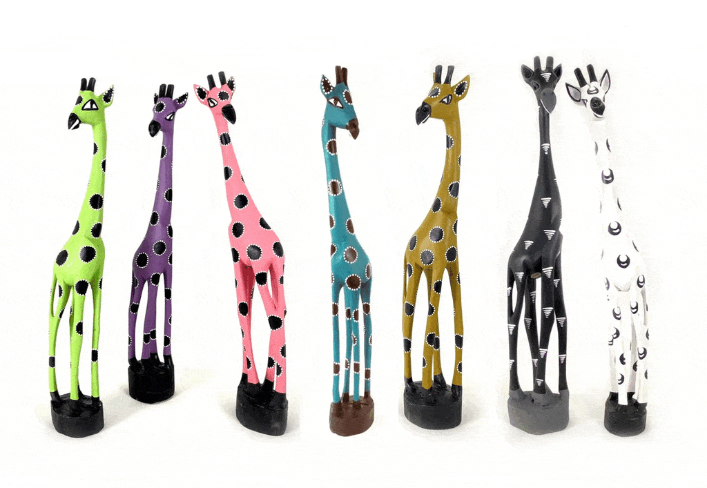 Colorful Painted Wood Giraffe - 24"