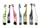 Colorful Painted Wood Giraffe - 24"