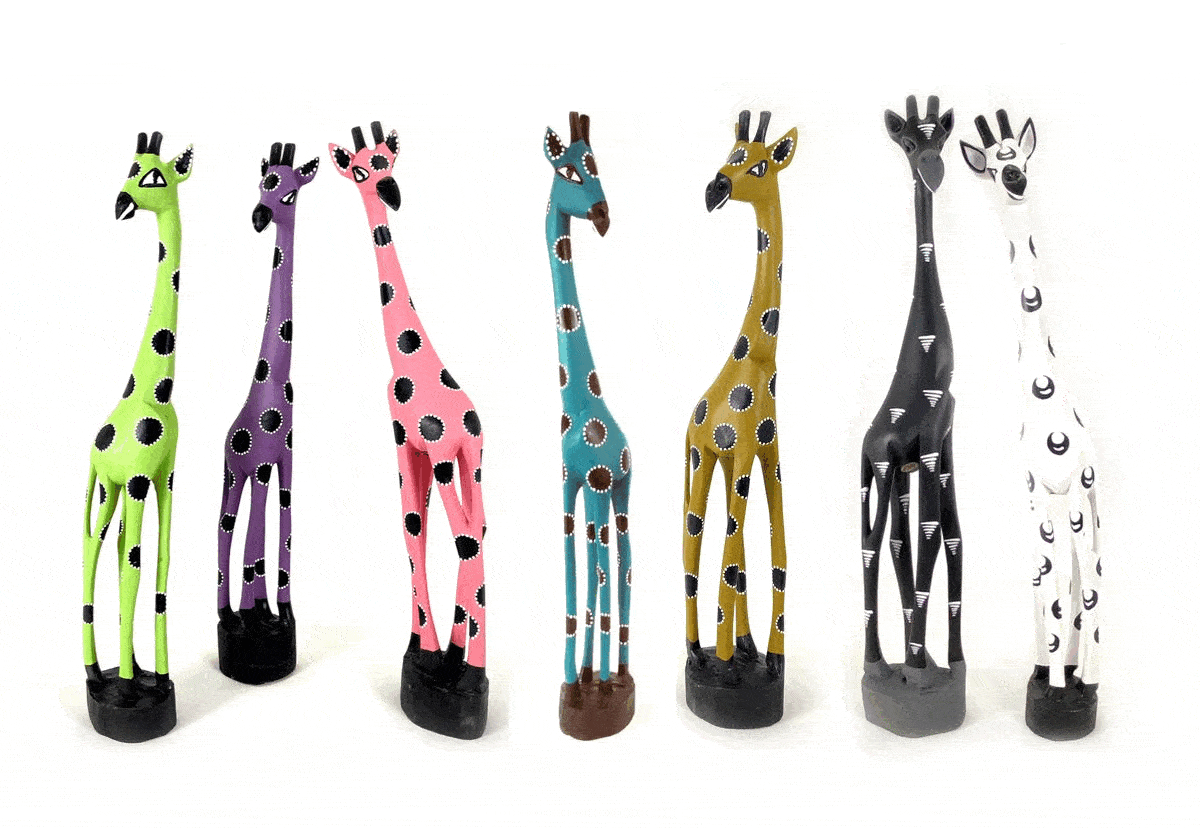 Colorful Painted Wood Giraffe - 24"