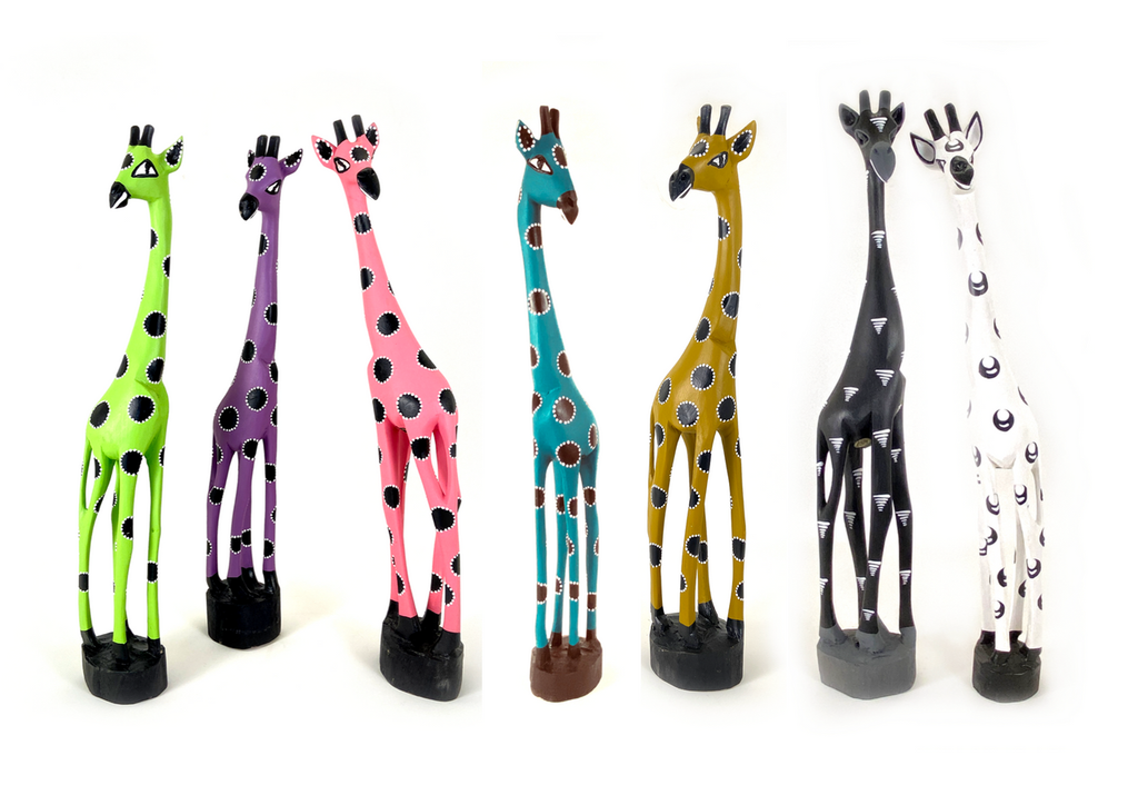 Colorful Painted Wood Giraffe - 24"