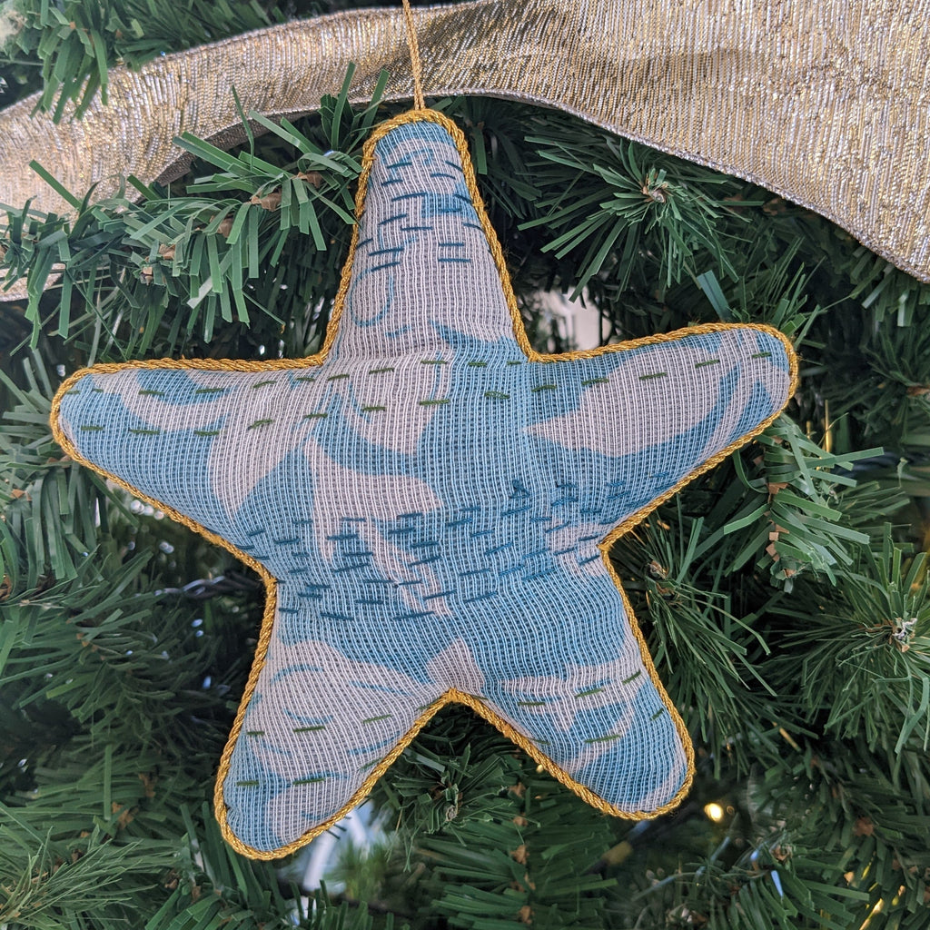 Upcycled Sari Star Ornaments